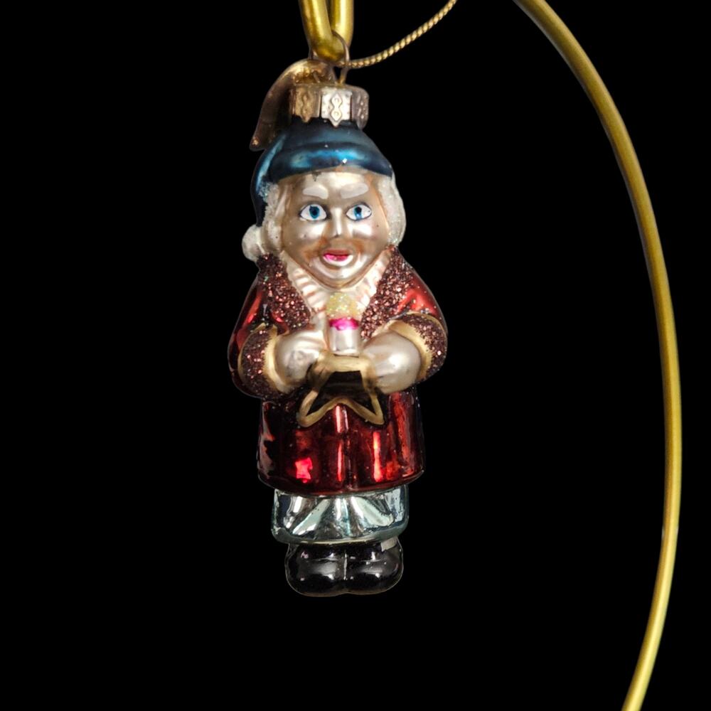 Thomas Pacconi Glass Christmas Ornament Caroler Woman Candle Vintage